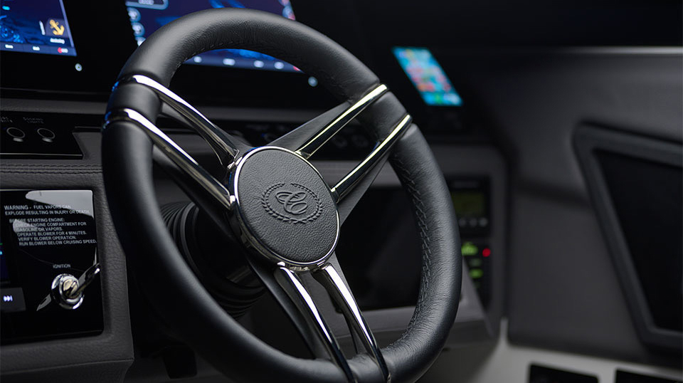 A steering wheel digital touch panel control